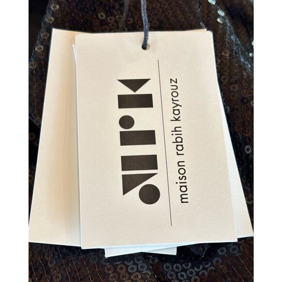 Maison Rabih Kayrouz Black Sequin Collar Shirt in Black NWT Size 42/ US 10 - Picture 4 of 6